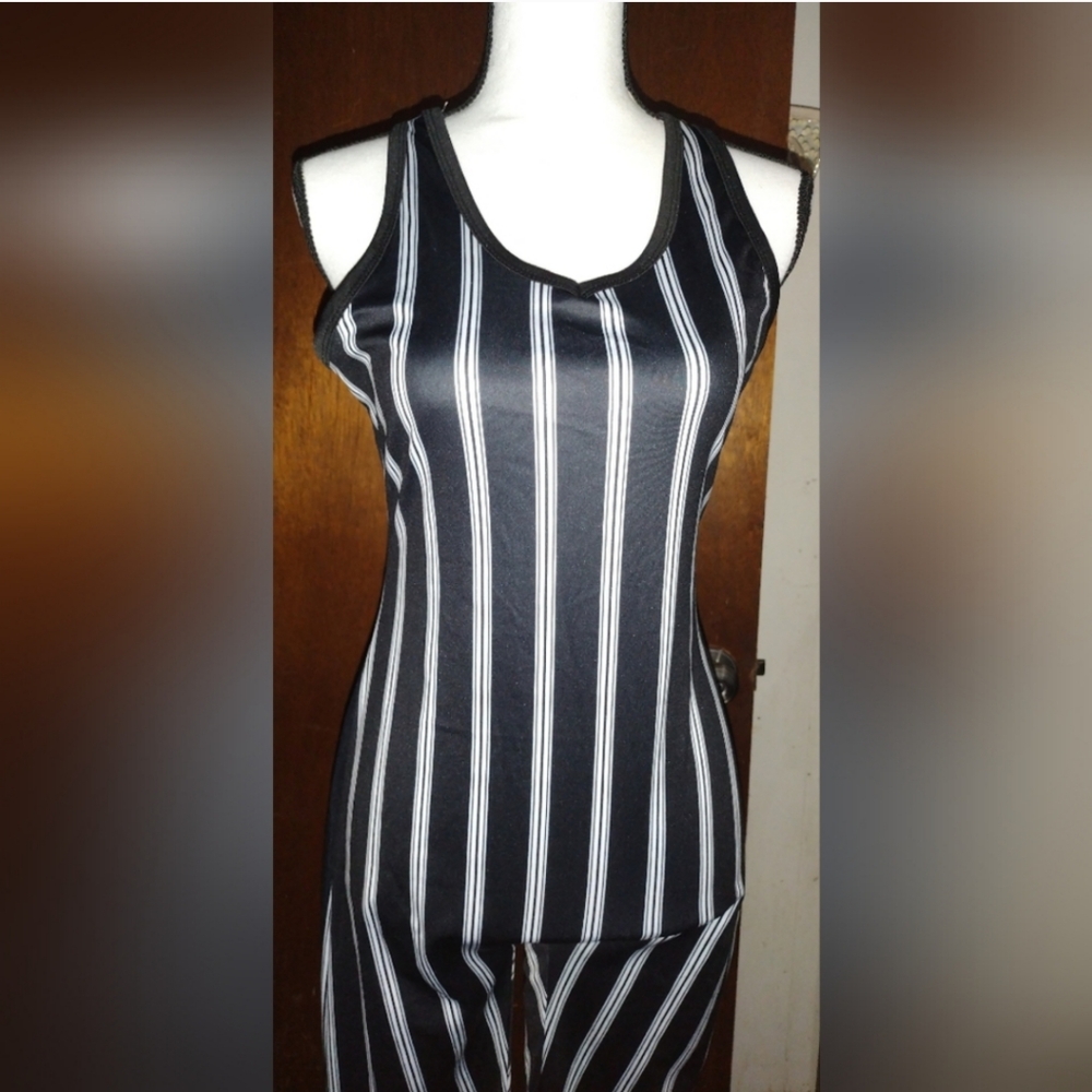 NEW Black/White Strips Body Suit - Picture 2 of 3